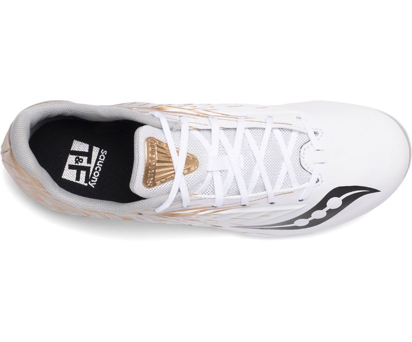 Saucony Spitfire 5 Women's Running Shoes White / Gold | Canada 204CTVE